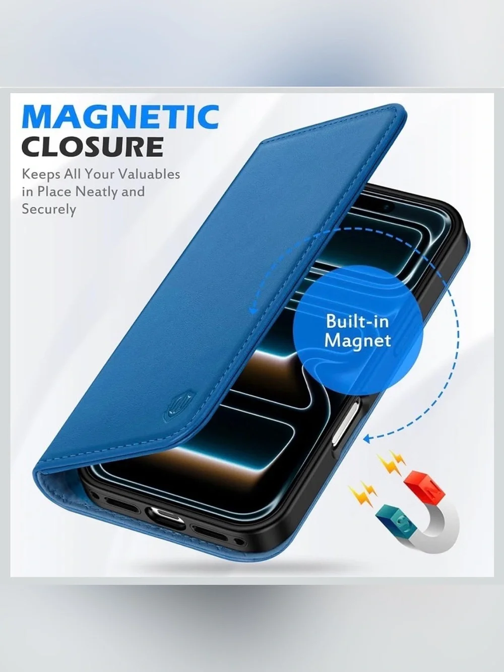 Genuine Leather Case For IPhone 17 Folio Wallet design RFID blocking 999-lb-1